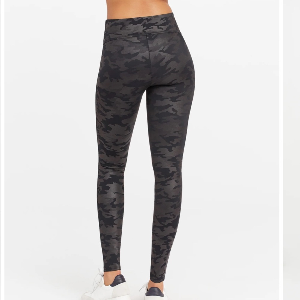Spanx Faux Leather Camo Leggings